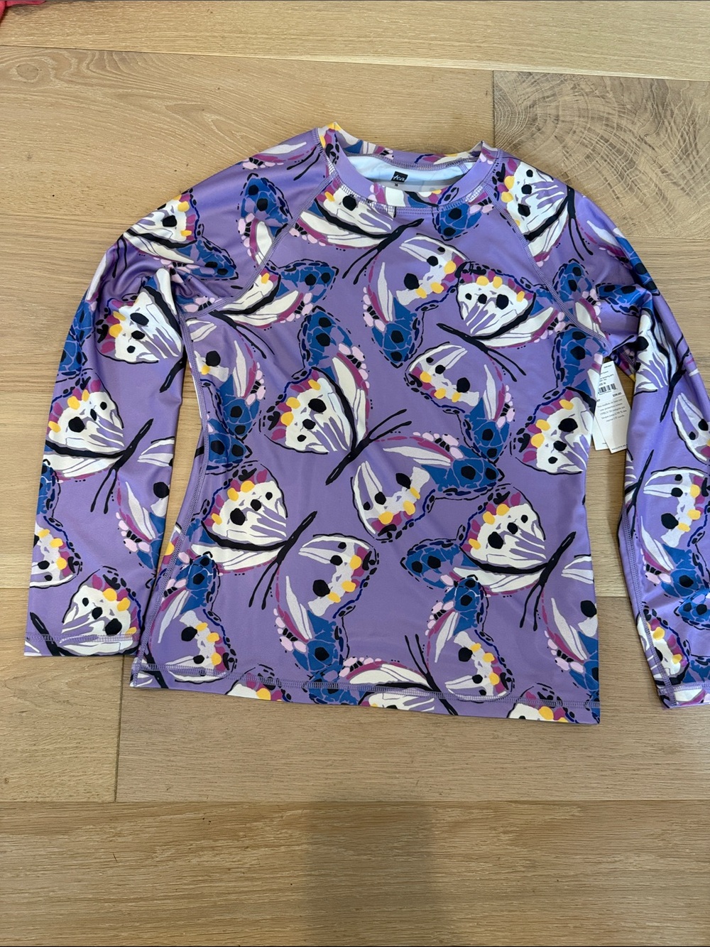 NWT Tea Collection Girls Lavender Butterfly Long Sleeve Rashguard size 16